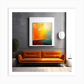 Mock Up Canvas Framed Art Gallery Wall Mounted Textured Print Abstract Landscape Portrait (12) Art Print