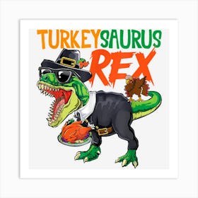 Turkeysaurus Rex Dab Turkey Dino Kids Boys Thanksgiving Art Print