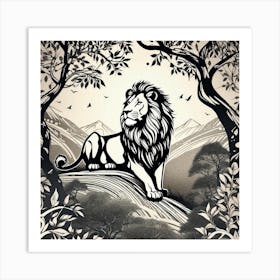 Lion In The Forest 31 Art Print