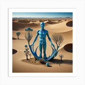 Blue Man In The Desert 10 Art Print