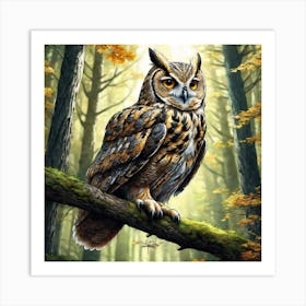 Owl In The Forest 160 Art Print