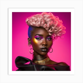 Afro-American Woman With Pink Hair Art Print