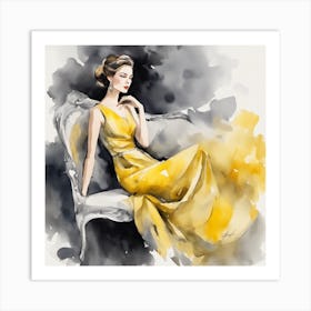 Woman In A Yellow Dress Art Print