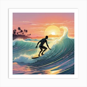 Summer Surfing On The Beach Art Print (2) Art Print