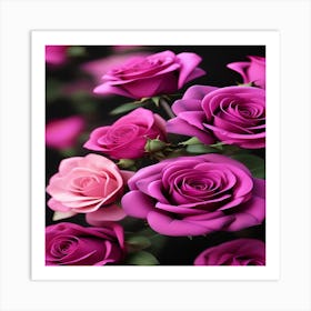 Pink Roses Wallpaper Art Print