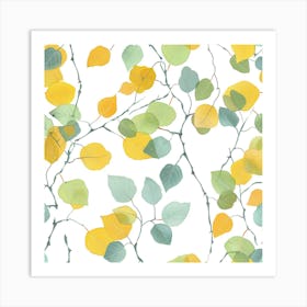 Seamless Pattern Of Aspen Tree Leaves 2 Art Print