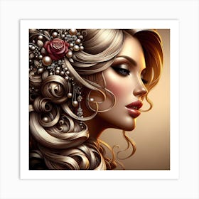 Beautiful Woman With Long Hair Art Print