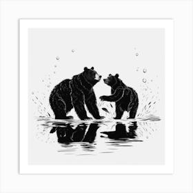 Bears In The Water Art Print