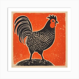 Retro Bird Lithograph Chicken 1 Art Print