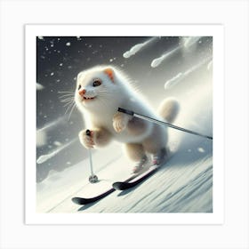 Ferret On Skis Art Print