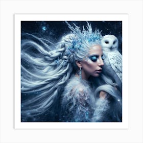 Ice Queen Lady Gaga with an Owl Art Print