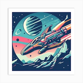 Spaceship In Space 7 Art Print