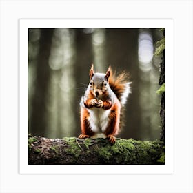 Red Squirrel In The Forest 17 Art Print