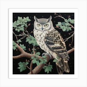 Ohara Koson Inspired Bird Painting Eastern Screech Owl 3 Square Art Print