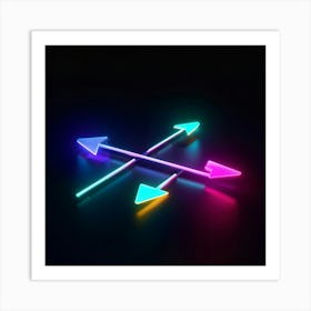 Abstract Navigation Arrows Glowing Neon Colors Against A Dark Gradient Background Suggested Moveme 2 1 Art Print