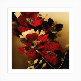 Gutai Red And Black Flowers Art Print