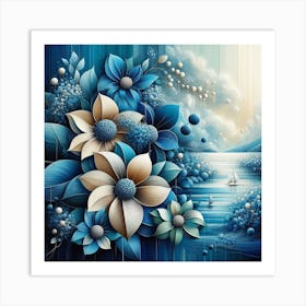 Blue Flowers 4 Art Print