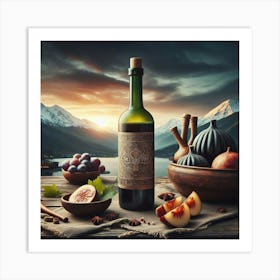 Bottle Of Wine On A Table Art Print