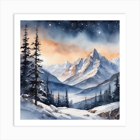 Snowy Mountains 19 Art Print