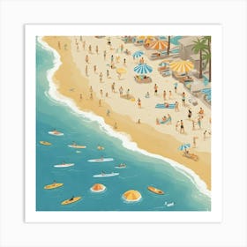 Illustration Of A Beach Scene 5 Art Print