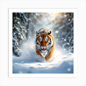 Tiger In The Snow Art Print