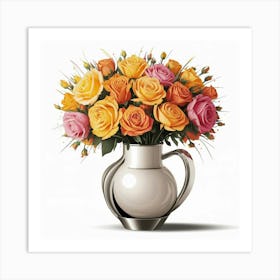 Roses In A Vase 3 Art Print