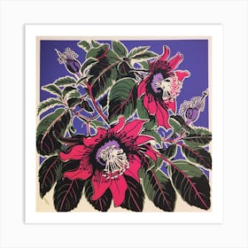 Passionflower 1 Pop Art Illustration Square Art Print