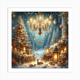 Christmas In The Forest Art Print