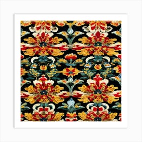 Intricately Woven Floral Motifs Evoke A Sense Of S (1) Nero Ai Photo X4 Art Print