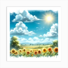 Sunflowers In The Field Art Print