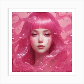 Pink Haired Girl Art Print