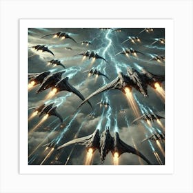 Dragon Claw Interceptors Swarm Coordination Art Print