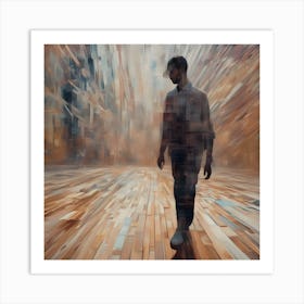 Abstract Man Walking In The City Art Print