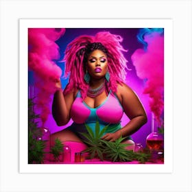 Woman Smoking Marijuana Art Print