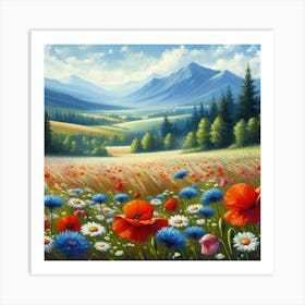 Poppies In The Meadow Art Print