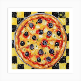 Pizza Yellow Checkerboard 4 Art Print