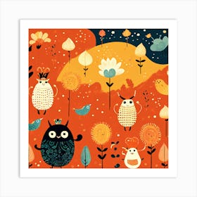 Playful And Whimsical A Pattern Featuring Whimsical Creatures Playful Patterns And A Touch Of Mag 136562514 Art Print