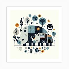 Scandinavian style, Rhino 1 Art Print