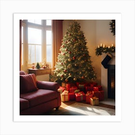 Christmas Tree In Living Room 1 Art Print