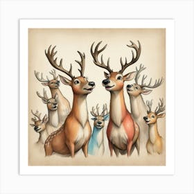 Deer Family Art Print