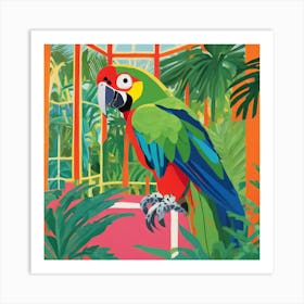 David Hockney Style: Parrot in Palm House Series 1 Art Print