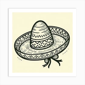 Line Art sombrero 3 Art Print