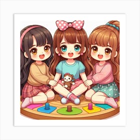 Three Little Girls Art Print