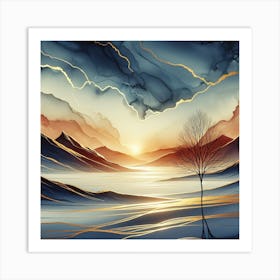 Sunset In The Mountains Art Print