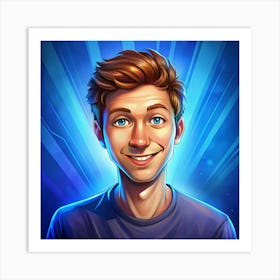 Portrait Of A Smiling Young Man With Blue Eyes Art Print