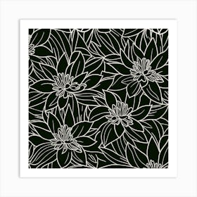 Black And White Floral Pattern Art Print