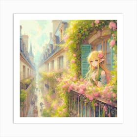 Girl In A Balcony Art Print