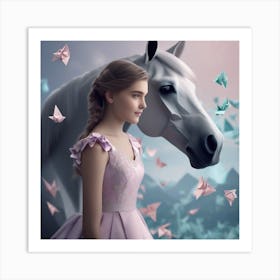 Girl And A Horse 2 Art Print