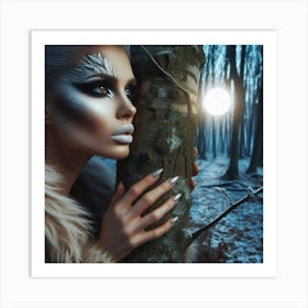 Beautiful Woman In The Forest 1 Art Print
