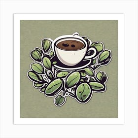 Coffee Cup With Leaves 3 Art Print